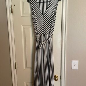 Striped Black and White Sleeveless Dress
